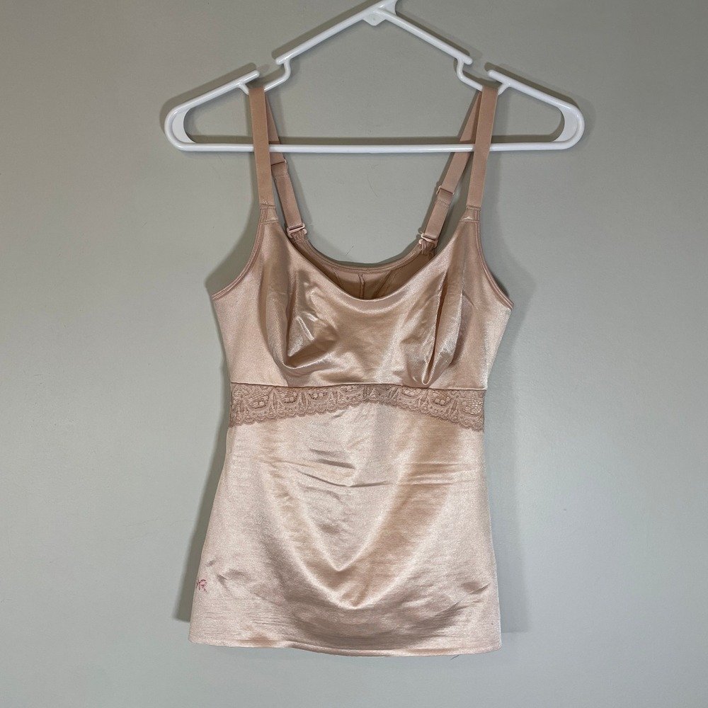 Ruby Ribbon Size 36 Nude Lace Trim Shapewear Camisole Style 3024 Wireless Cami